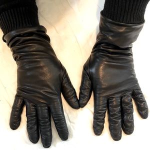Leather Gloves Cashmere Lined Womens 7 Pre Owned